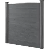 Neu.holz WPC Gartenzaun 'Segovia' mit 2 Pfosten Sichtschutz 183 x 187 cm Zaun Grau