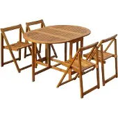 Syfax 5-tlg. Garten-Essgruppe Klappbar Akazie Massivholz