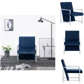 vidaXL Sessel mit verchromten Füßen Blau Samt - Sessel