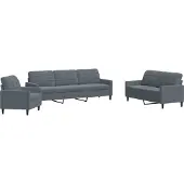 vidaXL 4-tlg. Sofagarnitur mit Kissen Dunkelgrau Samt