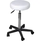 Syfax Höhenverstellbarer Bürohocker Weiß, gepolstert, bis 110 kg, Sitz Ø 35,5 cm, Standfuß Ø 52 cm, 64-84 cm hoch