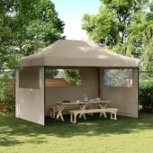 Prolenta Maison Exclusive - Partyzelt Faltbar Pop-Up mit 3 Seitenteilen Taupe