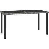 Prolenta Maison Exclusive - Garten-Esstisch Grau 140x70x73 cm Poly Rattan