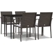 vidaXL 5-tlg. Garten-Essgruppe mit Kissen Poly Rattan und Stahl