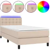 vidaXL Boxspringbett mit Matratze & LED Cappuccino-Braun 90x200cm
