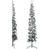 Prolenta Maison Exclusive - Künstlicher Halb-Weihnachtsbaum mit Schnee Schlank 180 cm
