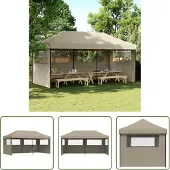 The Living Store Partyzelt Faltbar Pop-Up mit 3 Seitenteilen Taupe