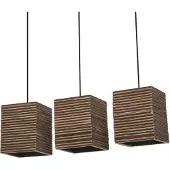 Ledvance Pendelleuchte 3-flammig Decor Cardboard Square braun aus Wellpappe, E27, 830 mm Länge, Leuchtenschirm aus recyceltem Material, nachhaltig durch austauschbare Lichtquelle, einfache Montage