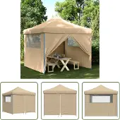 The Living Store Partyzelt Faltbar Pop-Up mit 4 Seitenteilen Beige