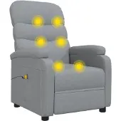 Syfax Massagesessel Hellgrau Stoff mit manueller Liege- und Vibrationsfunktion 75x91x101 cm (BxTxH)