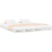 Syfax Palettenbett Weiß 180x200 cm Massivholz