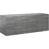 The Living Store Garten-Kissenbox PE Rattan 291x100,5x104 cm Grau