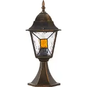 Brilliant Außensockelleuchte JANEL | schwarz/gold | Landhausstil | mit geeignetem Leuchtmittel dimmbar | 1x E27 Fassung max. 60 W | Metall/Glas | IP44