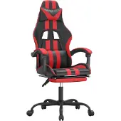 vidaXL Gaming-Stuhl mit Fußstütze Drehbar Schwarz & Rot Kunstleder