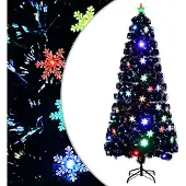 Syfax Weihnachtsbaum mit LED-Schneeflocken Schwarz 180 cm Fiberoptik