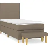 vidaXL Boxspringbett mit Matratze Taupe 90x190 cm Stoff
