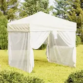 Prolenta Maison Exclusive - Partyzelt Faltbar mit Seitenwänden Creme 2x2 m