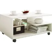 VCM Holz Couchtisch schlicht | Sofatisch Rollen | Maße ca. H. 41 x B. 80 x T. 50 cm | rollbar Kaffeetisch - Stango L