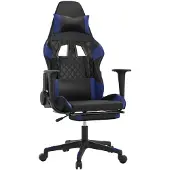 vidaXL Gaming-Stuhl mit Massage & Fußstütze Schwarz & Blau Kunstleder