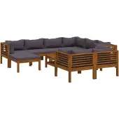 vidaXL 10-tlg. Garten-Lounge-Set mit Auflage Massivholz Akazie