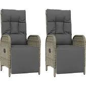 Syfax Garten-Relaxsessel mit Kissen 2 Stk. Poly Rattan Grau
