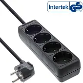InLine Steckdosenleiste, 4-fach Schutzkontakt, schwarz, 5m, 5 m, Drinnen, Typ F, Type F (CEE 7/4), Abgewinkelt, 1,5 mm²