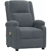 Syfax Massagesessel Dunkelgrau Samt mit manueller Liegefunktion, Vibrationsfunktion, 6-Punkt-Massage, 70x98x93 cm