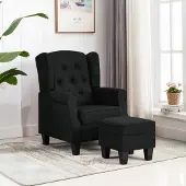 Prolenta Maison Exclusive - Sessel mit Fußhocker Schwarz Stoff
