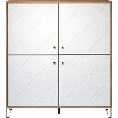 CALICOSY Wohnen Highboard Touch Artisan Eiche Melamin/Weiß Matt Tiefzieh 123 x 136 x 40 cm