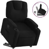 Syfax Relaxsessel mit Aufstehhilfe Schwarz Stoff