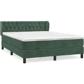 Syfax Boxspringbett mit Matratze Dunkelgrün 140x200 cm Samt