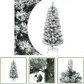 The Living Store Künstlicher Weihnachtsbaum Klappbar Beschneit 150 cm