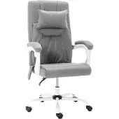 Syfax Ergonomischer Bürostuhl Grau Stoff, Liegefunktion, höhenverstellbar, Nackenkissen, 60x64x112-121 cm, bis 110 kg