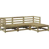vidaXL 4-tlg. Garten-Sofagarnitur Kiefernholz Imprägniert