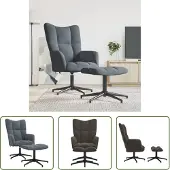 The Living Store Relaxsessel mit Hocker Dunkelgrau Samt