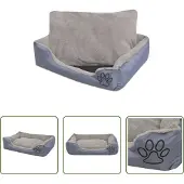 The Living Store Hundebett mit gepolstertem Kissen Größe S Grau