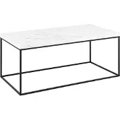 Ebuy24 Couchtisch mit weißer Marmorplatte und schwarzem Metallgestell, 55x55x45 cm