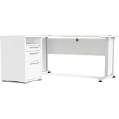 Ebuy24 Prisme Eckschreibtisch mit 1 Ablage und 3 Schubladen weiss, weiss