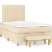 Syfax Boxspringbett mit Matratze Creme 120x200 cm Stoff