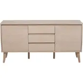 Ebuy24 Naila Sideboard mit 2 Türen und 3 Schubladen aus Eiche Furnier und massiv,weiß gelaugt.