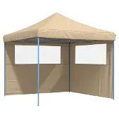 Syfax Partyzelt Faltbar Pop-Up mit 2 Seitenteilen Beige