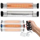 Arebos Infrarot Heizstrahler 2000W mit Fernbedienung Premium, IP65, Schwarz, Aluminium, 852 mm, 100 mm, 130 mm