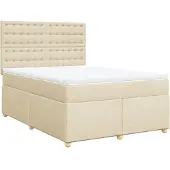 Syfax Boxspringbett mit Matratze Creme 140x190 cm Stoff