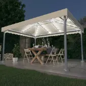 vidaXL Pavillon mit LED-Lichterkette 400x300 cm Cremeweiß Aluminium , Pavillons & Partyzelte Design 2024