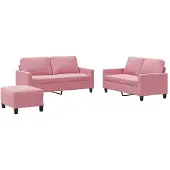 vidaXL 3-tlg. Sofagarnitur mit Kissen Rosa Samt