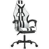 Syfax Gaming-Stuhl mit Fußstütze Weiß und Schwarz Kunstleder
