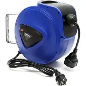 XPOtool Automatik Kabeltrommel 20 m mit Wandhalterung, 180° drehbar inkl. Montagematerial, automatische Stromtrommel