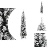 vidaXL Künstlicher Weihnachtsbaum Schlank mit Schnee Grün 180 cm PVC - Weihnachtsbäume