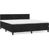 Syfax Boxspringbett mit Matratze Schwarz 160x200 cm Samt