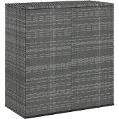 The Living Store Garten-Kissenbox PE Rattan 100x49x103,5 cm Grau